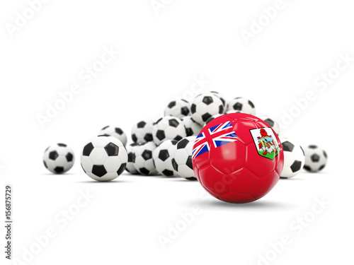 Football with flag of bermuda isolated on white