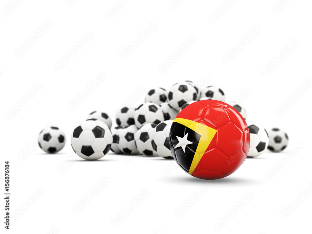Football with flag of east timor isolated on white Football with flag of east timor isolated on white