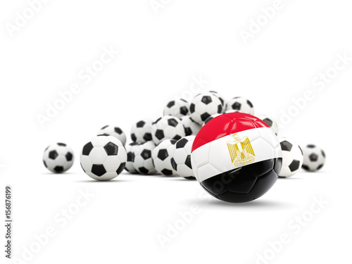 Football with flag of egypt isolated on white