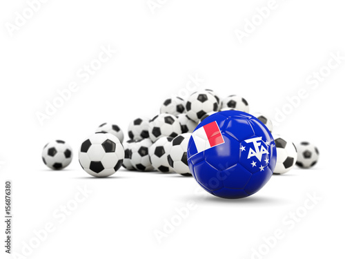 Football with flag of french southern territories isolated on white