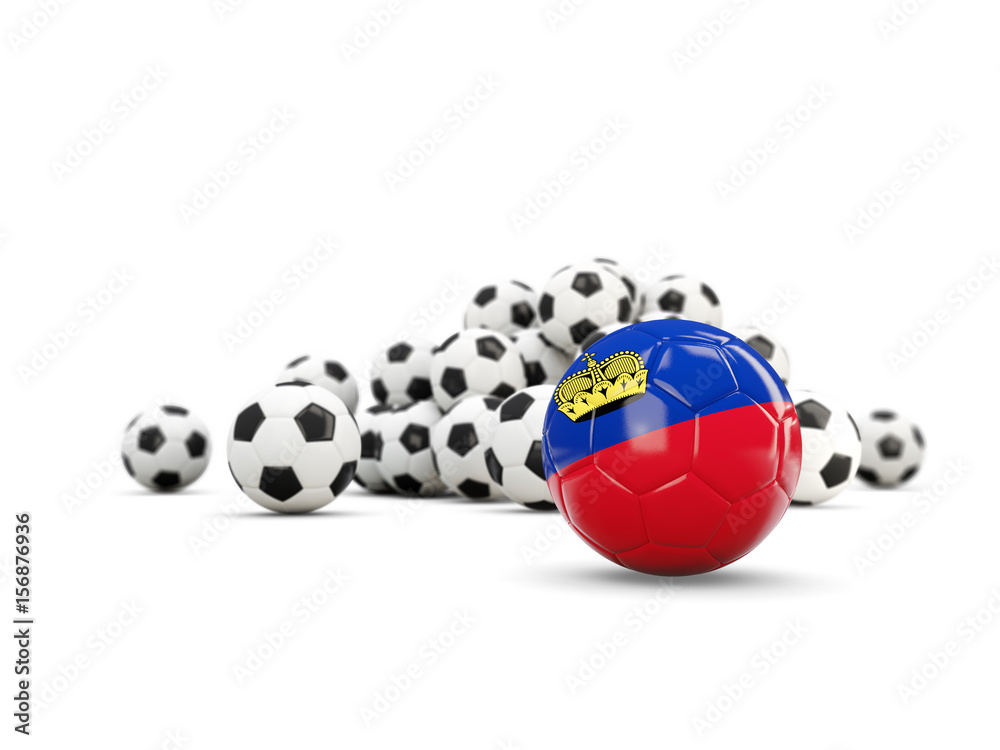 Football with flag of liechtenstein isolated on white Football with flag of liechtenstein isolated on white