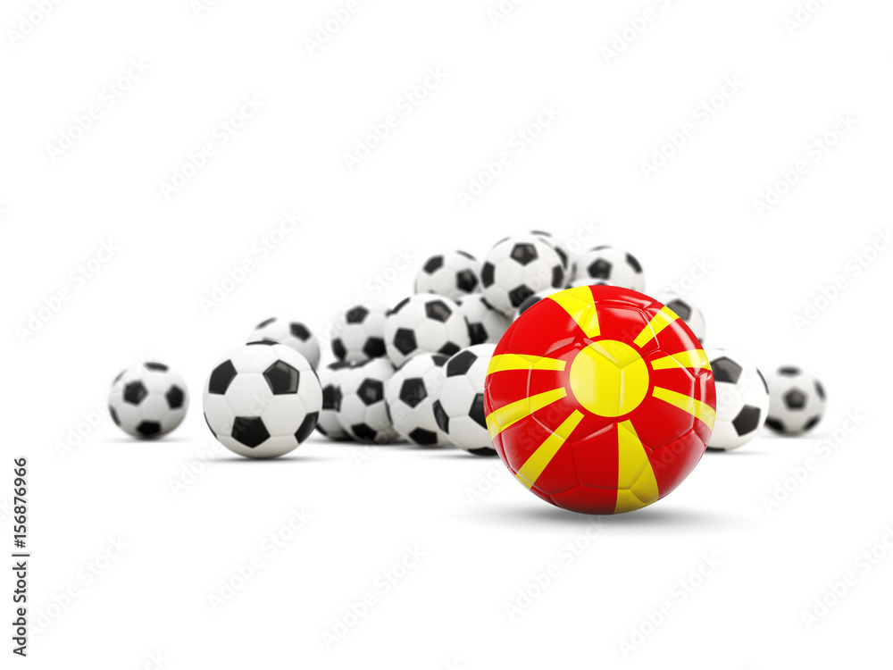 Football with flag of macedonia isolated on white Football with flag of macedonia isolated on white