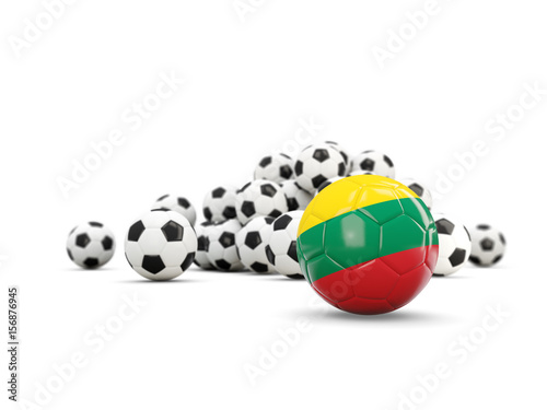 Football with flag of lithuania isolated on white