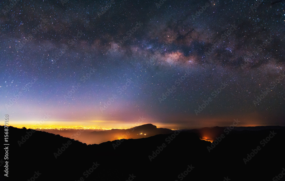 Milky way before sunrise at Chiangmai province, Thailand