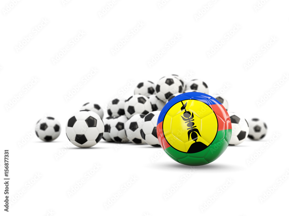 Football with flag of new caledonia isolated on white Football with flag of new caledonia isolated on white