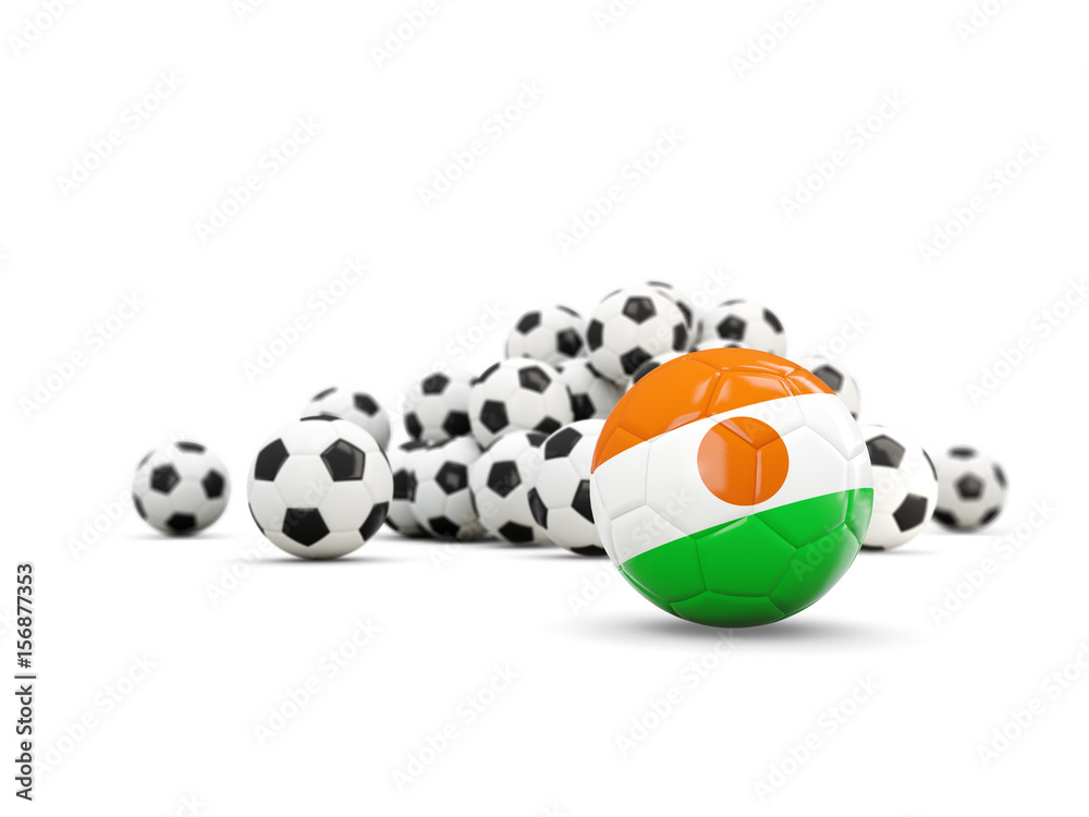 Football with flag of niger isolated on white