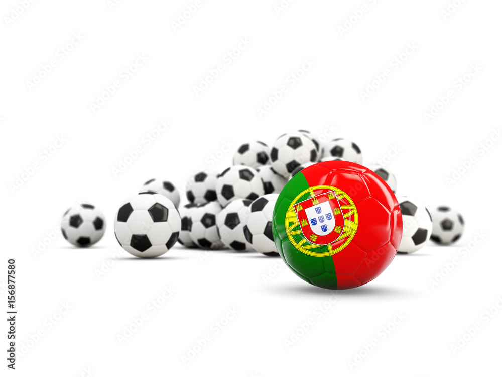 Football with flag of portugal isolated on white Football with flag of portugal isolated on white