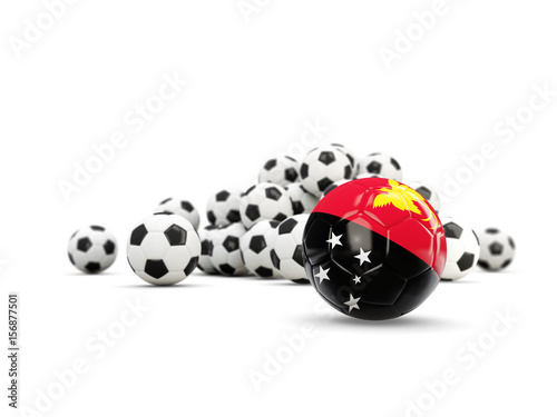 Football with flag of papua new guinea isolated on white