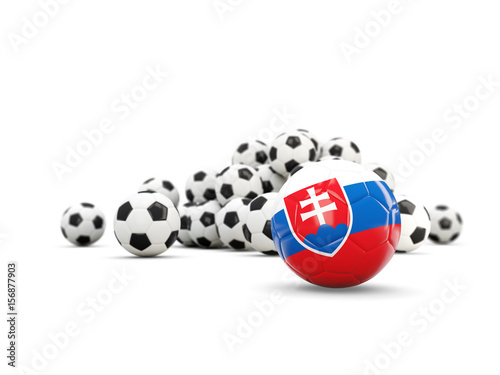 Football with flag of slovakia isolated on white