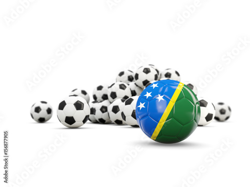Football with flag of solomon islands isolated on white