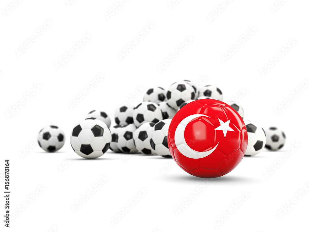 Football with flag of turkey isolated on white Football with flag of turkey isolated on white