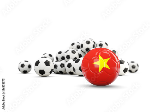 Football with flag of vietnam isolated on white