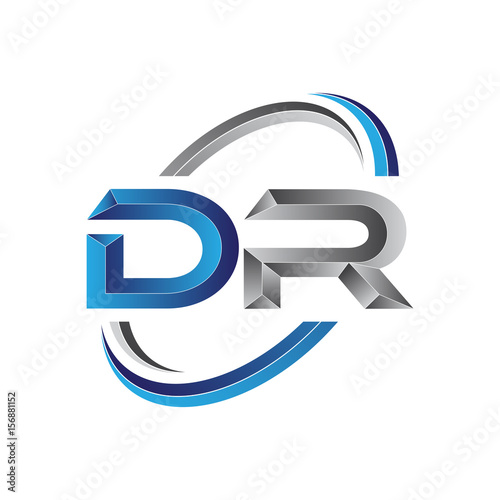 Simple initial letter logo modern swoosh DR