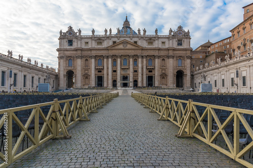 Rome, Vatican - A visit at Saint Peter's Basilica and Dome in the Vatican City State, the center of Catholic religion with the Pope.