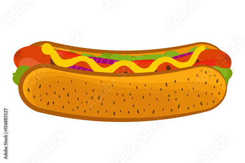 Vector illustration of cartoon hot dog