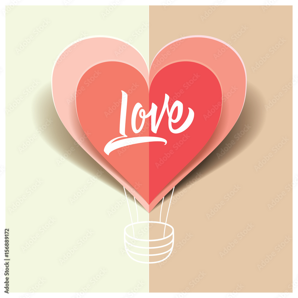 Love card origami for the wedding, for Valentine's Day. Vector illustration of a heart.
