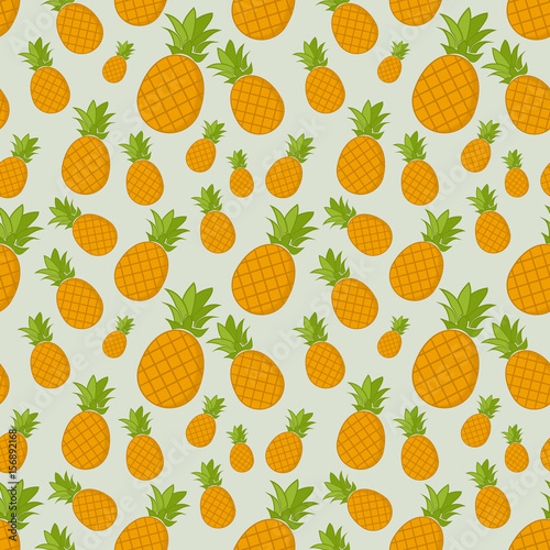 Seamless pattern with cartoon pineapples