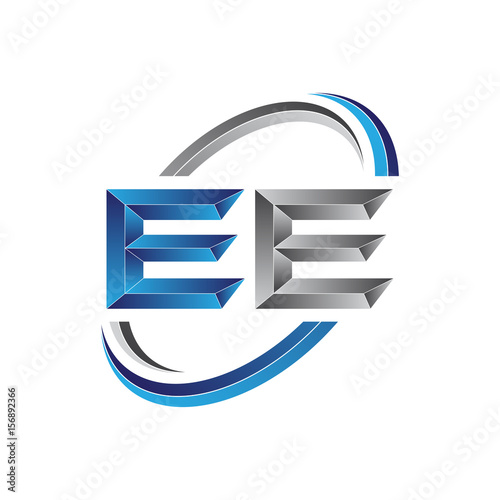 Simple initial letter logo modern swoosh EE