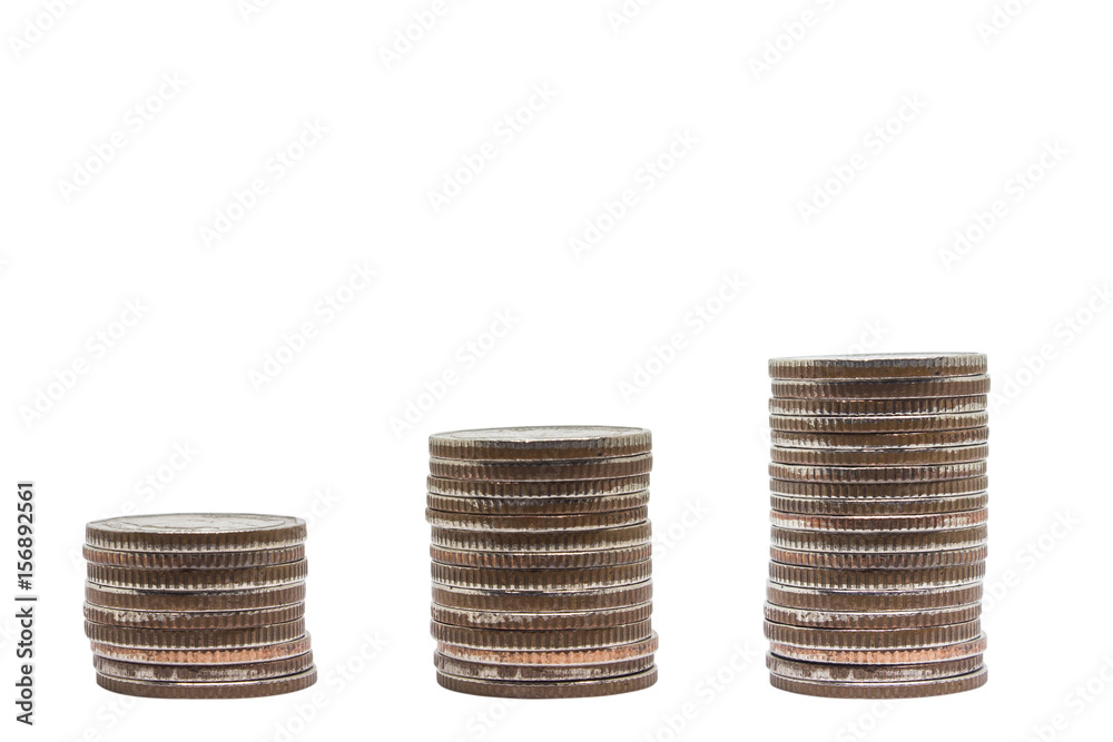 Stack of Coin isolated on white. Use for making business and finance concepts. Clipping path Stack of Coin isolated on white. Use for making business and finance concepts. Clipping path