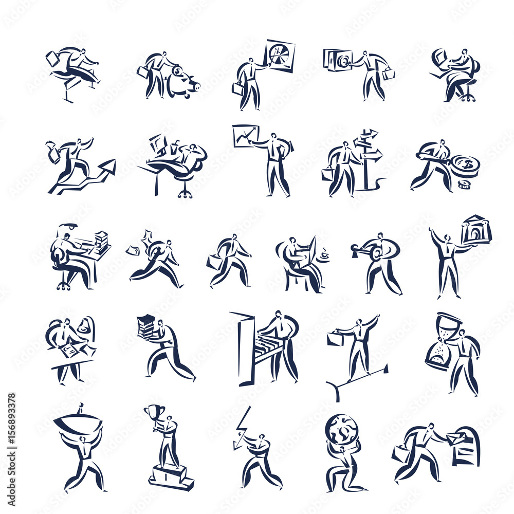 Fototapeta premium businessman concept illustration collection set. Vector Illustration.