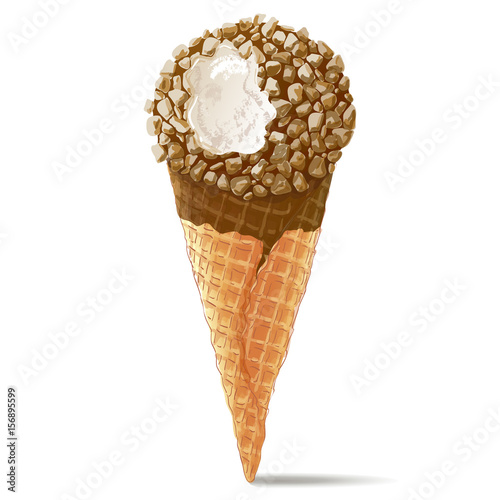 Vector ice cream in waffle cone