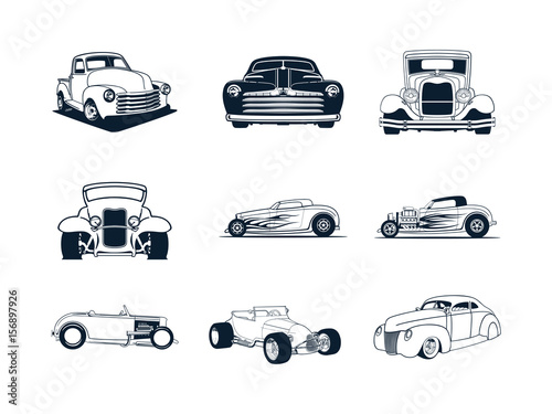 classic cars collection. vector illustration set