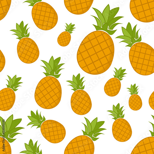 Seamless pattern with pineapples on a white background