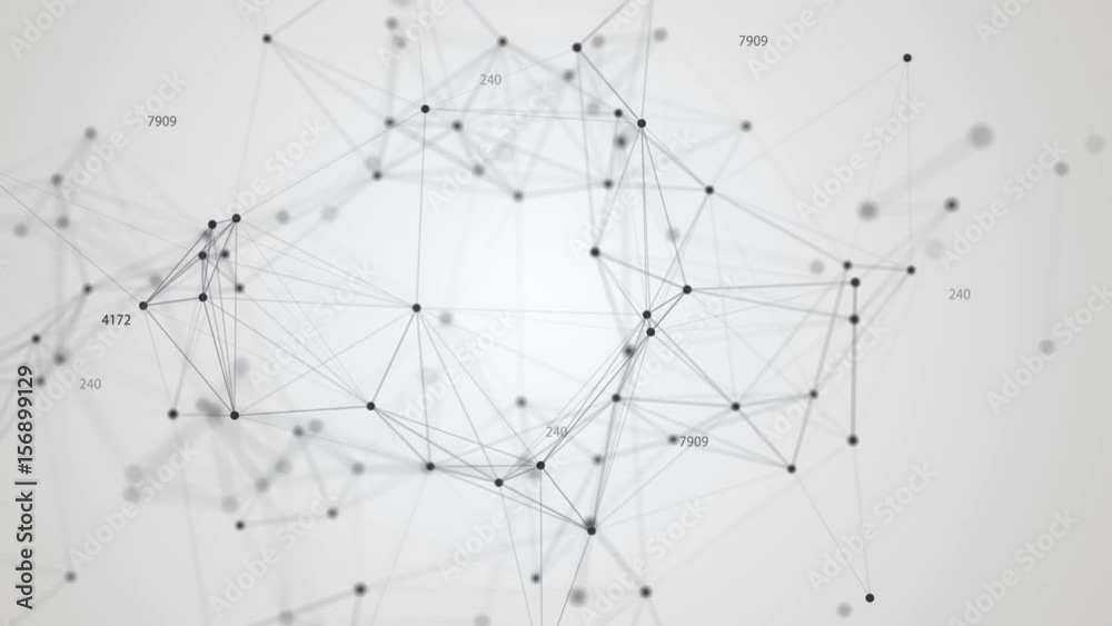 Dynamic plexus with numbers. Futuristic technology motion background.