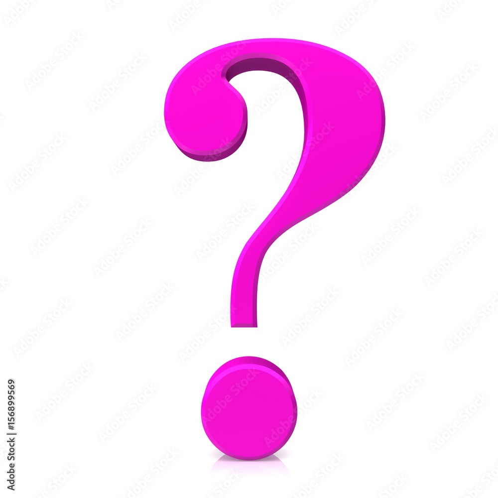Naklejka premium question mark 3d pink with shadow and reflection on ground isolated on white background for business and internet