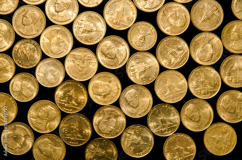 Coin stack on black background for isolate