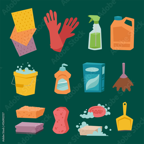 Cleanser bottle chemical housework product care wash equipment cleaning liquid flat vector illustration.