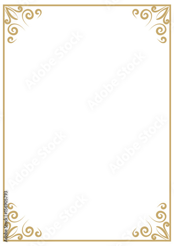 Wallpaper Mural vector vintage a4 gold frame isolated on white background. Border, divider for your design menu, website, certificate and other documents Torontodigital.ca