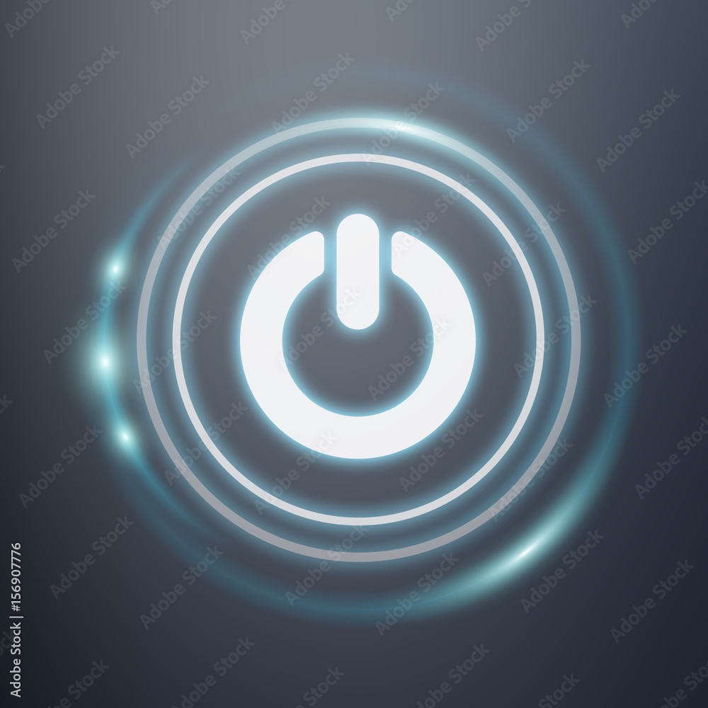 White and glowing blue switch power icon 3D rendering White and glowing blue switch power icon 3D rendering