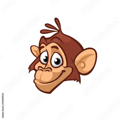 Cartoon monkey head smiling icon. Vector isolated