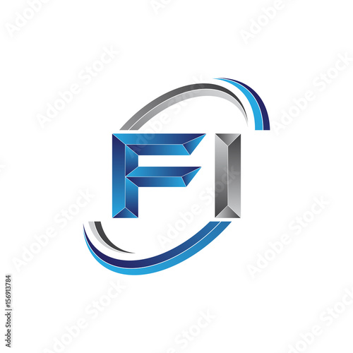 Simple initial letter logo modern swoosh FI