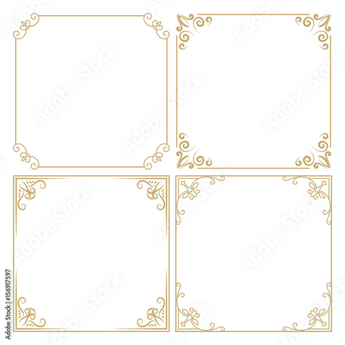set vintage premium gold frame. Border, divider for your design menu, website, sertificate and other documents