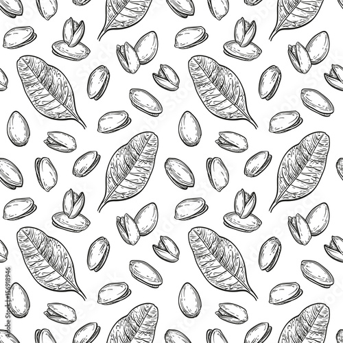 Seamless pattern with pistachio nuts