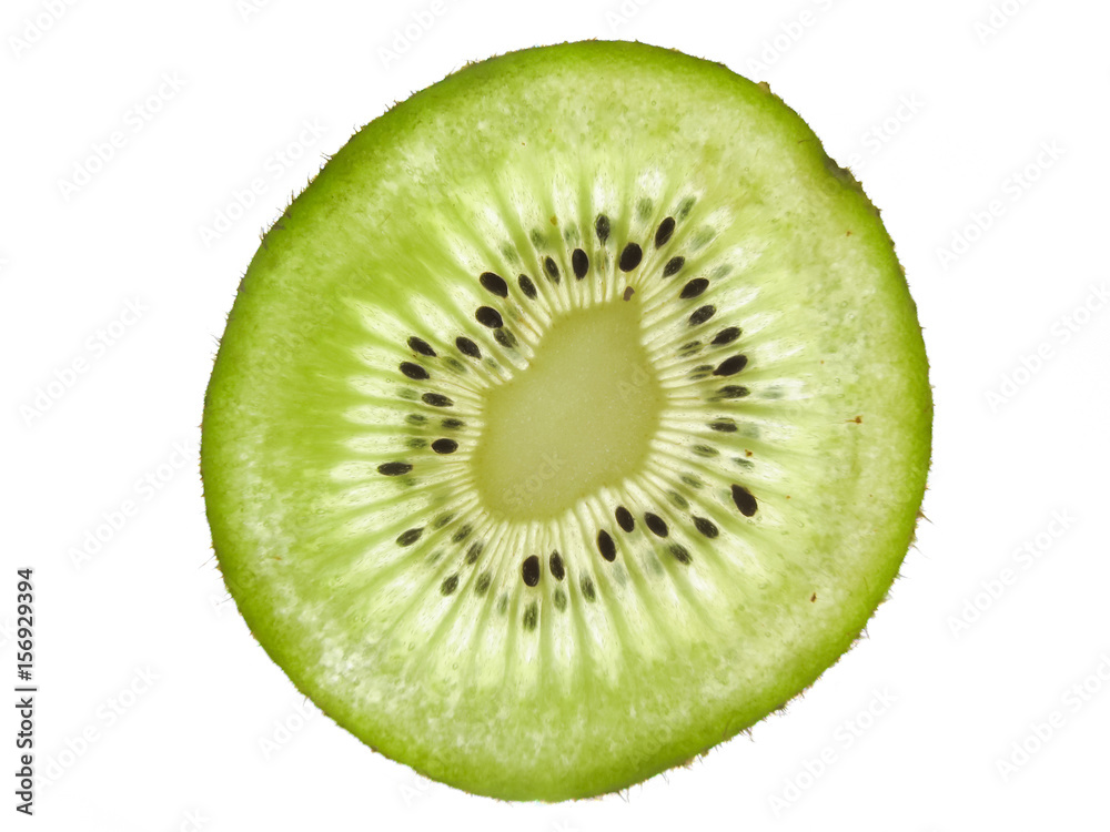 single isolated slice of kiwi on white background single isolated slice of kiwi on white background