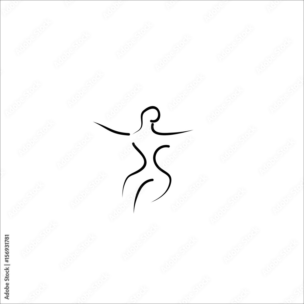 woman shape vector line illustration