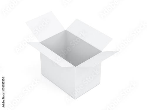 Open White cardboard box Mockup isolated on white, 3d rendering