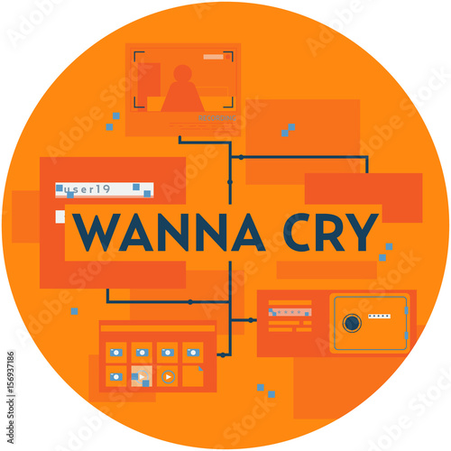 WannaCry Ransomware Malware Infection Abstract Icon. Cyber Attack  Conceptual illustration isolated vector. Transparent.