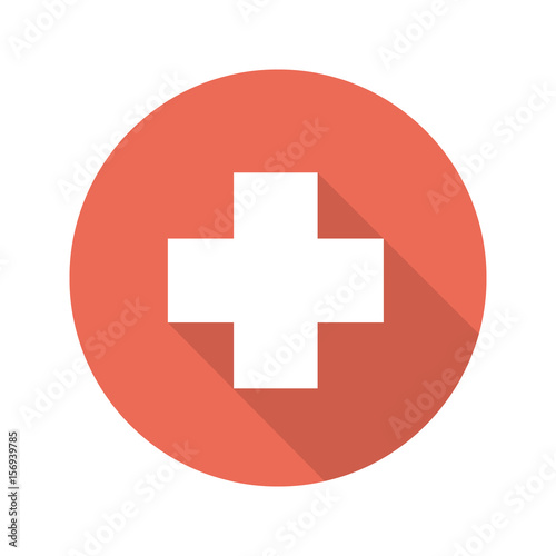 Medical cross flat design long shadow icon