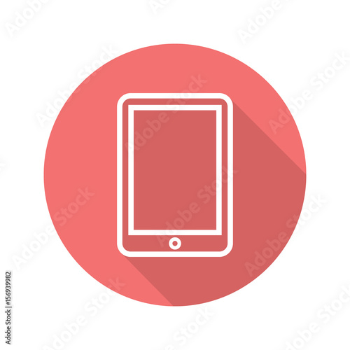 Tablet computer flat linear long shadow icon