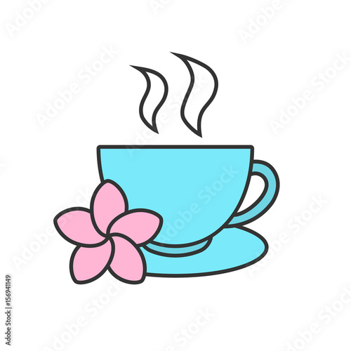 Herbal teacup color icon
