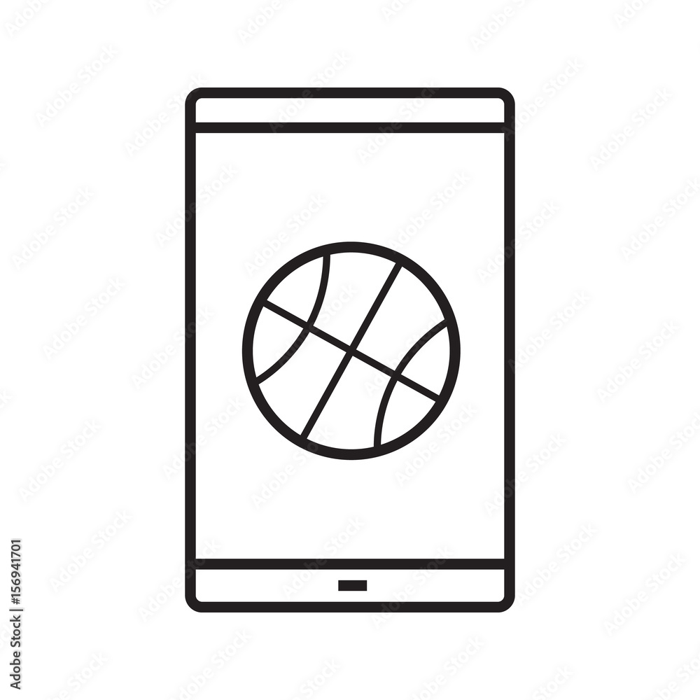 Smartphone basketball app linear icon Smartphone basketball app linear icon