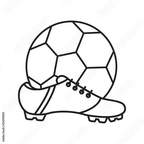 Soccer boot and ball linear icon