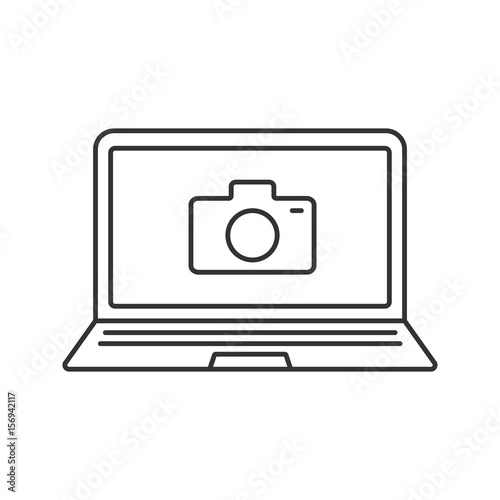 Laptop photocamera linear icon