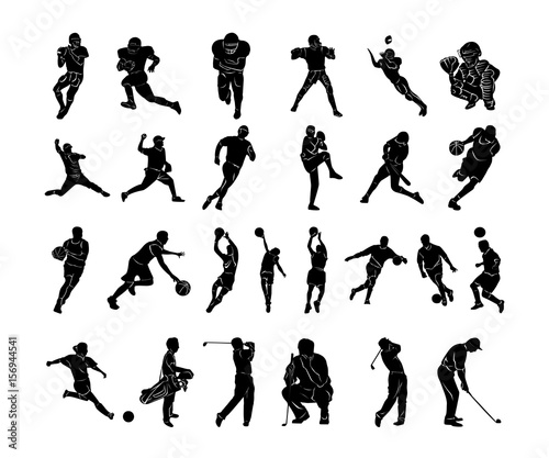 Set Sports people Silhouettes collection