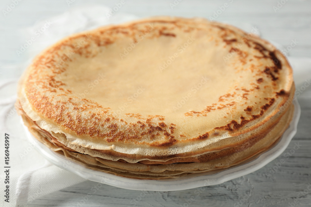 Tasty pancakes on table Tasty pancakes on table