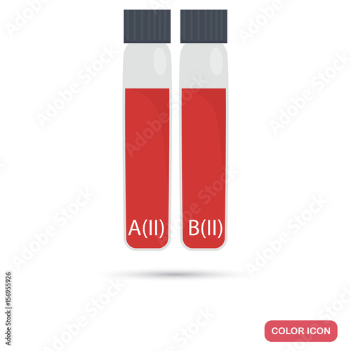 Test tubes with blood group analysis color flat icon for web and mobile design